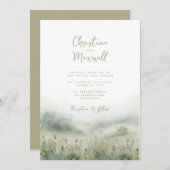 Sage green faire-part de mariage script personnali (Devant / Derrière)