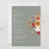Sage Green Fall Floral Faire-part de mariage (Devant)