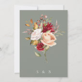 Sage Green Fall Floral Faire-part de mariage (Dos)