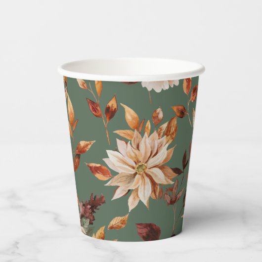 Sage Green Fall Trouwpapier Cups Papieren Bekers (Achterkant)