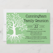 Sage Green Family Reunion Tree Silhouette Save The Date (Voorkant)