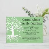 Sage Green Family Reunion Tree Silhouette Save The Date (Staand voorkant)