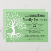 Sage Green Family Reunion Tree Silhouette Save The Date (Voorkant / Achterkant)