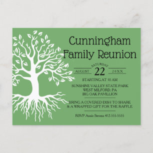 Sage Green Family Reunion Tree Silhouette Uitnodiging Briefkaart