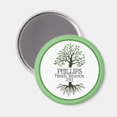 Sage Green Family Tree-reünie Magneet (Voorkant / Achterkant)