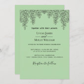 Sage Green Fern Leaf bruiloft uitnodiging (Voorkant / Achterkant)