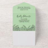 Sage Green Fern Leaf Wedding All In One Uitnodiging (Buitenkant)