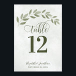 Sage Green Feuille Rustic Mariage Numéro de table<br><div class="desc">Ces belles cartes de numéro de table mariage présentent un design rustique avec une bordure de feuilles d'aquarelle vert sauge peint à la main sur un arrière - plan marbré. Le lettrage est fait dans une police de caractères moderne et l'élégant feuillage et la verdure est parfait pour ajouter style...</div>
