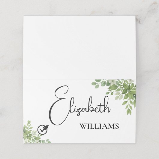 Sage Green Feuille Vegan Menu Mariage Carte table (Extérieur déplié)