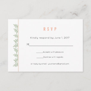 Sage Green Feuilles Coral Bordure Mariage RSVP