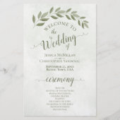 Sage Green Feuilles Élégant programme de mariage b (Devant)