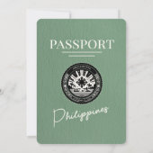 Sage Green Filippijnen Paspoort Uitnodiging voor e (Achterkant)