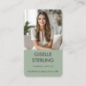 Sage Green Financial Advisor Photo Visitekaartje (Voorkant)