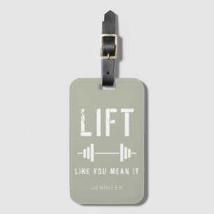 Sage Green Fitness Quote Lift net zoals jij het be Bagagelabel