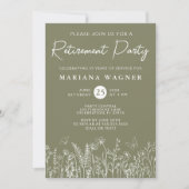 Sage Green Fleur sauvage Retraite Party Invitation (Devant)