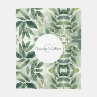 Sage Green Flora Elegant Fleece Deken