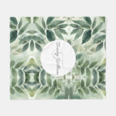Sage Green Flora Elegant Fleece Deken (Voorkant (Horizontaal))