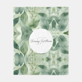 Sage Green Flora Elegant Fleece Deken