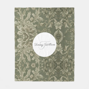 Sage Green Flora Elegant Fleece Deken