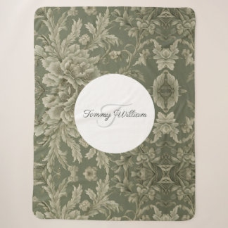 Sage Green Flora Elegant Sherpa Deken