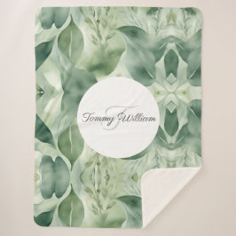 Sage Green Flora Elegant Sherpa Deken