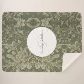 Sage Green Flora Élégante couverture Sherpa (Devant (Horizontal))