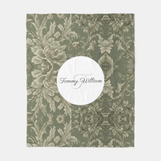 Sage Green Flora Élégante couverture Sherpa (Devant)