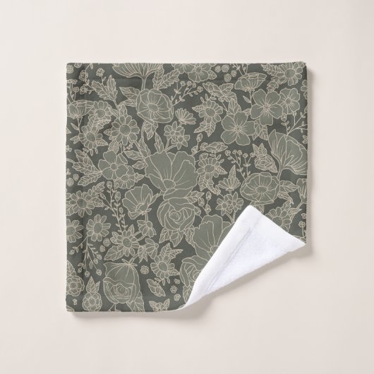 Sage Green Floral (Gant de toilette)