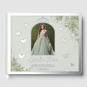 Sage Green Floral Argent Quinceañera Quince Photo (Recto)