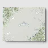 Sage Green Floral Argent Quinceañera Quince Photo (Verso)