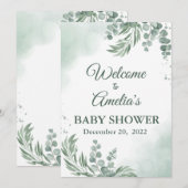 Sage Green Floral Baby shower Girl Welkom inloggen (Voorkant / Achterkant)
