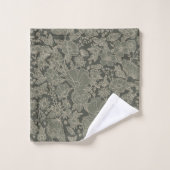 Sage Green Floral Bad Handdoek (Wasdoekje)