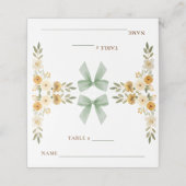 Sage Green Floral Bow Tent Card Place Setting (Buitenkant ongevouwen)