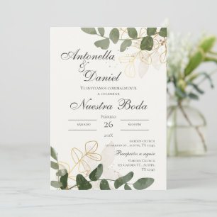 Sage Green Floral bruiloft uitnodiging in het Spaa