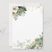Sage Green Floral Butterfly Quinceanera Kaart (Achterkant)