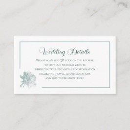 Sage Green Floral Calligraphy QR Info Wedding Informatiekaartje
