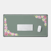 Sage Green Floral Custom Quote Desk Mat (Keyboard & Muis)