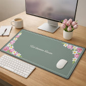 Sage Green Floral Custom Quote Desk Mat