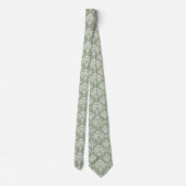 Sage Green Floral Damask Pattern Groomsmen Wedding Stropdas (Achterkant)