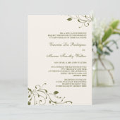 Sage Green Floral Decal Invitation Kaart (Staand voorkant)