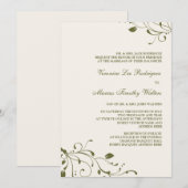 Sage Green Floral Decal Invitation Kaart (Voorkant / Achterkant)