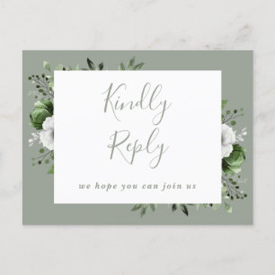 Sage Green Floral Demande de Chanson RSVP Carte Po