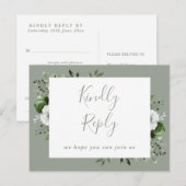 Sage Green Floral Demande de Chanson RSVP Carte Po (Devant / Derrière)
