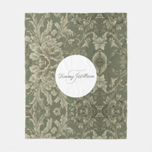 Sage Green Floral Elegant Fleece Deken