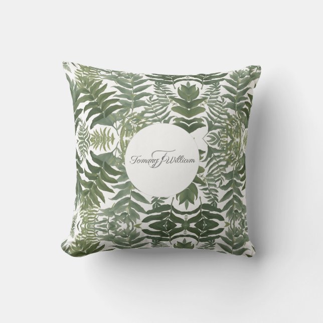 Sage Green Floral Elegant Kussen (Voorkant)
