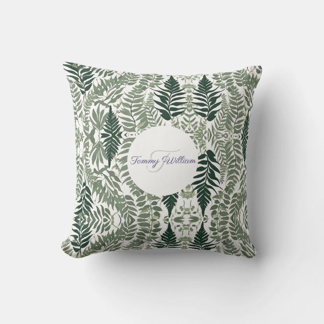 Sage Green Floral Elegant Kussen (Voorkant)
