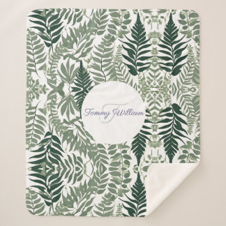 Sage Green Floral Elegant Sherpa Deken