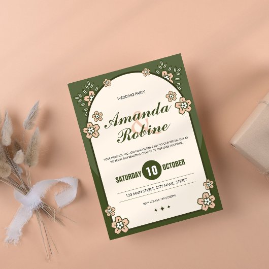 Sage Green Floral Faire-part de mariage