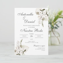 Sage Green Floral faire-part de mariage en espagno