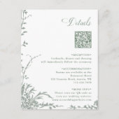 Sage Green Floral Garden Wedding QR Code Details Informatiekaartje (Voorkant)